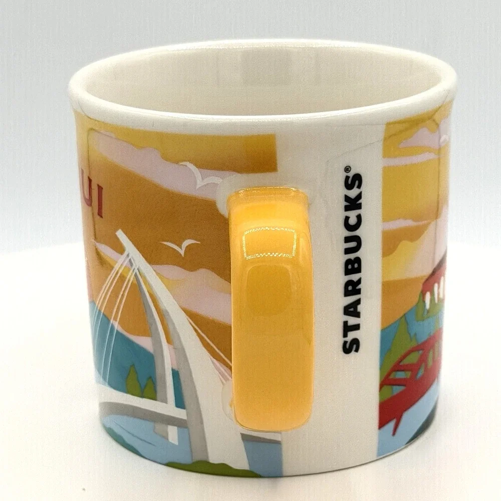 Starbucks You Are Here Tamsui Taiwan Mug 14oz Bone China Yellow Retired City Cup - Picture 3 of 8